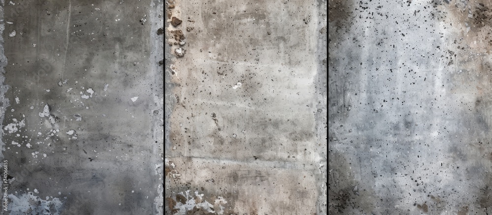 Poster Close up shot showcasing three distinct concrete walls varying in texture and pattern, highlighting the versatility of building materials