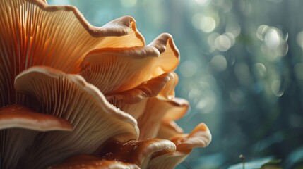 Gros plan sur des champignons dans une forêt » IA générative - obrazy, fototapety, plakaty