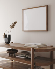 Mock up frame in home interior background, 3d render