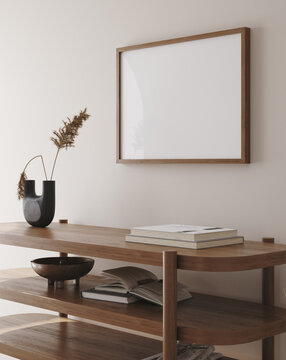 Fototapeta Mock up frame in home interior background, 3d render