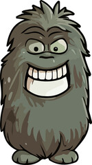 Gleeful Monster Cartoon Yeti Creature with a Big Smile