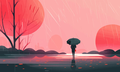 Monsoon Season vector flat minimalistic isolated vector style illustration
