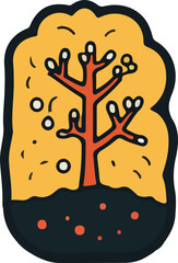 A stylized illustration of the pacific northwest with a whimsical charm, perfect for botanical themes and decor.