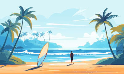 Fototapeta na wymiar A man on the beach icon. Vector illustration