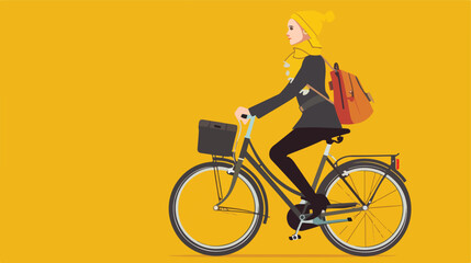 Woman on bike vector flat minimalistic isolated i
