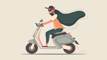 Woman riding escooter vector flat minimalistic i