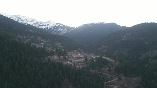 Athanasios Diakos village at the foot of the snowy Vardousia mountain