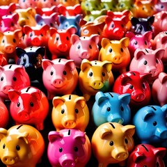 Various colorful piggy banks, showing multiple ways of saving money