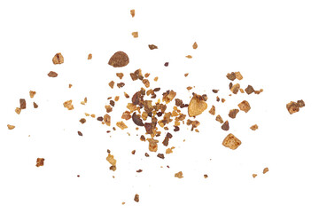 Allspice, pimento spice, Jamaican pepper and shavings isolated on white background and texture, top...