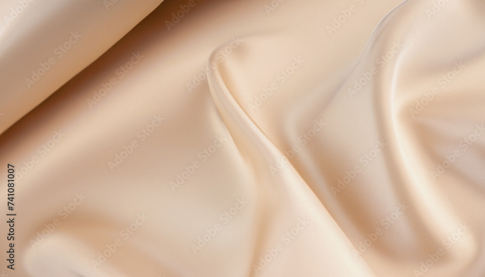 Aufkleber silk atlas soft tender beige color fabric with shiny curve in corner macro