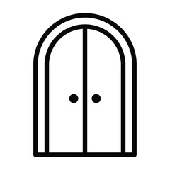 Large arch double door entrance way line art vector icon for apps and games