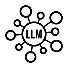 LLM or large language model with neural networks line art vector icon for apps and websites