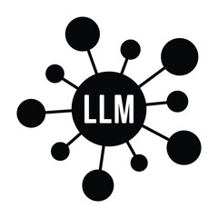 LLM or large language model with neural networks flat vector icon for apps and websites
