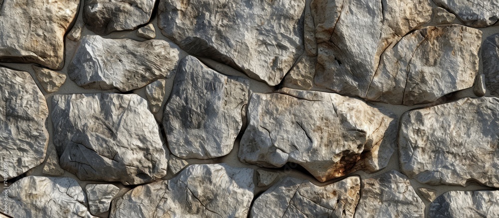 Poster a detailed closeup of a bedrock wall composed of large rocks, showcasing the intricate patterns and 
