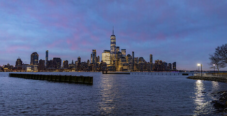 Naklejka premium New York City Skyline at sunrise. 