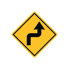 Double Curve First to the Right Then to the Left Traffic Sign