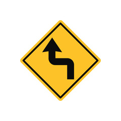 Double Curve - First to the Left, Then to the Right Traffic Sign	