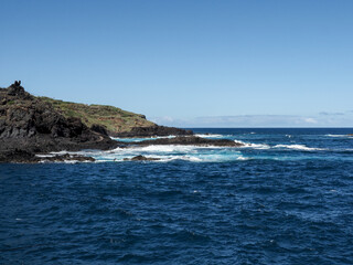 Garichico, Spain: coastal panorama of lava rocks