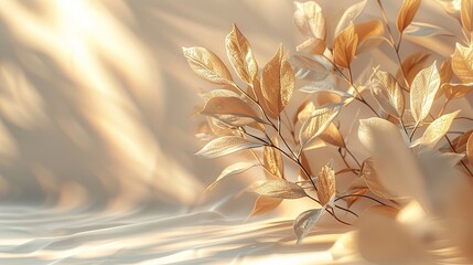 Gilded Nature, Golden Leaves Dancing in a Whimsical Light Play