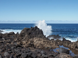 Buenavista del Norte, coastal panorama with path at the edge of the ocean