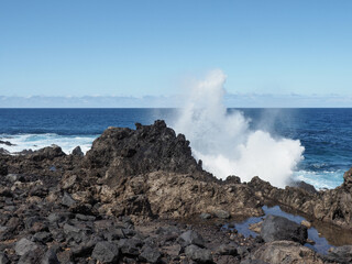 Buenavista del Norte, coastal panorama with path at the edge of the ocean