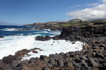 Fototapeta na wymiar Buenavista del Norte, coastal panorama with path at the edge of the ocean