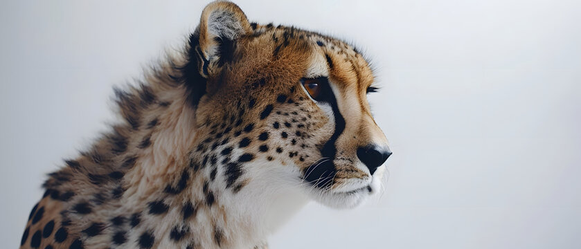 Majestic Cheetah Head Photo on White Background