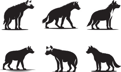 hyena silhouette vector illustration - obrazy, fototapety, plakaty