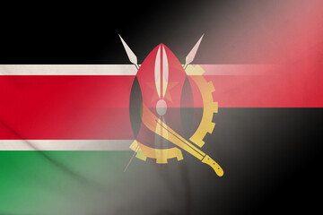 Kenya and Angola state flag international relations AGO KEN - obrazy, fototapety, plakaty