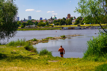 river embankments of the Vistula in Warsaw