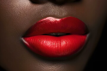 Beauty Shot, closeup, bright lipstick, black woman, lips