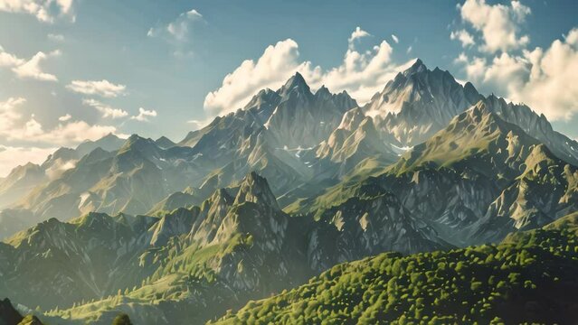 pemandangan panorama pegunungan melawan langit. 4k video