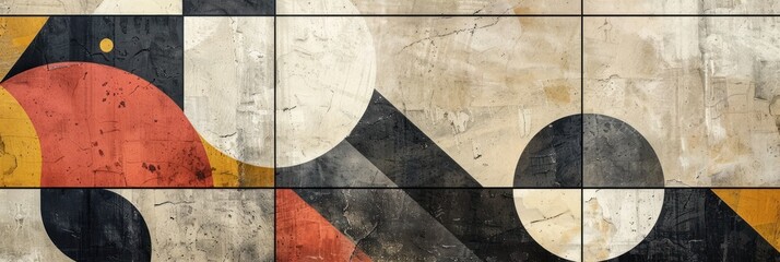 Dynamic Geometric Shapes on Textured Grunge Photo Wallpaper
