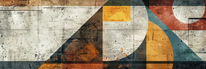 Dynamic Geometric Shapes on Textured Grunge Photo Wallpaper