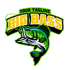 Bass Fishing Logo for Fishing Company - obrazy, fototapety, plakaty
