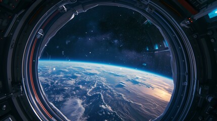 Earth View from Space Travel, spaceship window, scenery, perspective, breathtaking