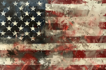 illustration. Grunge American flag