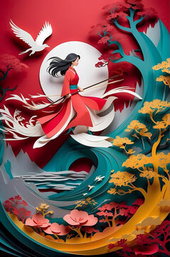 A mesmerizing paper-cut animation of the iconic tale of Mulan comes to life on the screen. Every delicate detail meticulously crafted out of paper unfolds before your eyes
