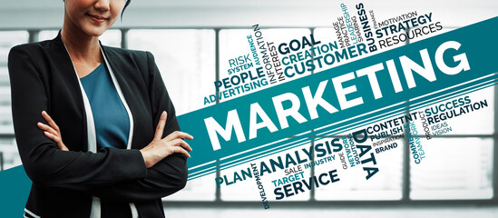 Digital Marketing Technology Solution for Online Business Concept - Graphic interface showing...