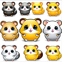 Enchanting Expressions: Captivating Baby Hamster's Variety of Adorable Faces.(Generative AI)