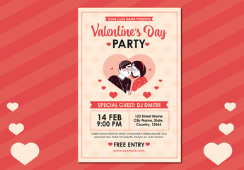 Red and Pink Valentines Day Party Poster