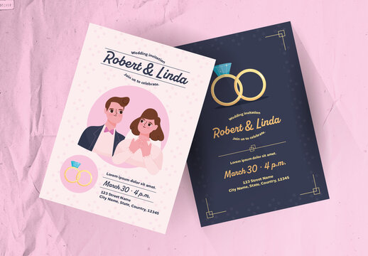 Cute Illustration Wedding Invitation
