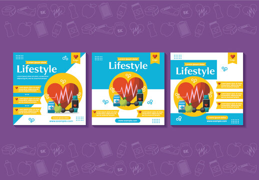Blue and Yellow Healthy Lifestyle Social Media Template