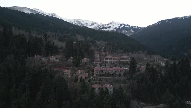 Athanasios Diakos village at the foot of the snowy Vardousia mountain