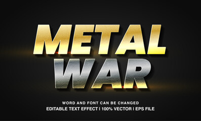 Metal war editable text effect template, epic cinematic text style, premium vector