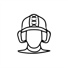 line art illustration of a baseball player wearing a helmet for an icon or logo