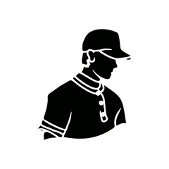 mosaic silhouette illustration of a male baseball player wearing a hat for an icon or logo