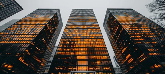 Foto op Aluminium Skyscraper tower reaching skyward in urban landscape, city business architecture exterior view © Ilja