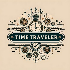 Logotype steampunk time traveler.
