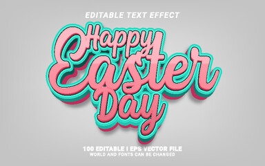 beautiful happy easter day lettering 3d style text effect